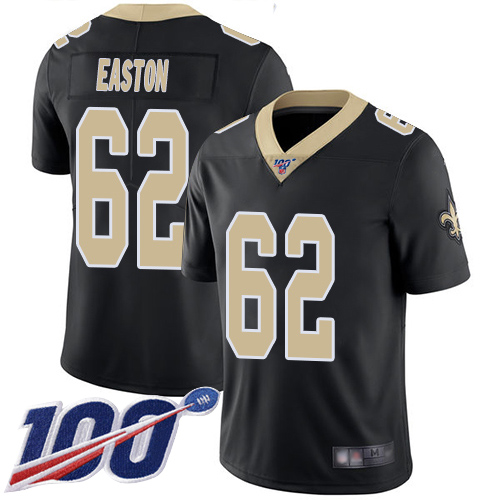 Men New Orleans Saints Limited Black Nick Easton Home Jersey NFL Football #62 100th Season Vapor Untouchable Jersey